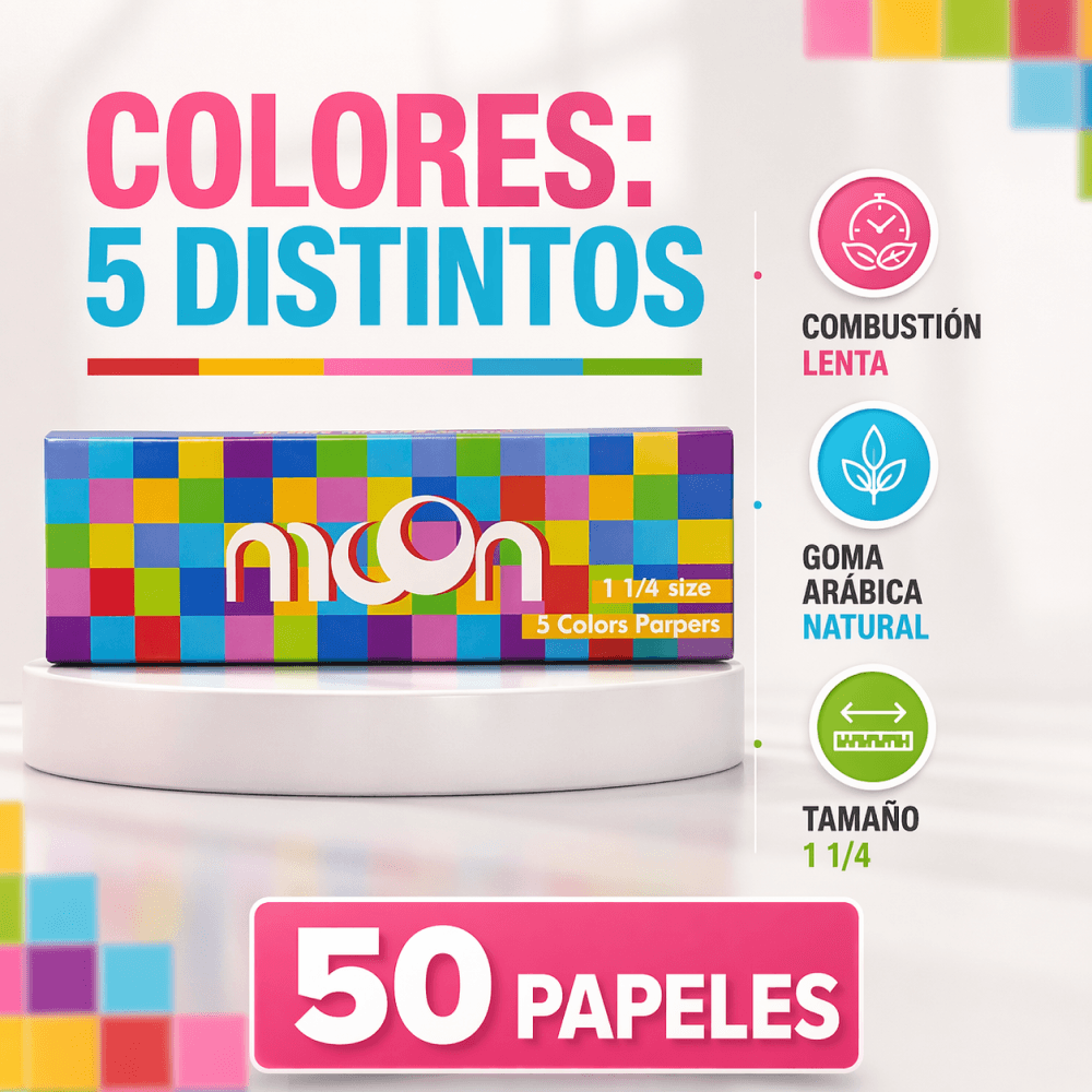 Papelillo 5 Colores Moon 1 1/4